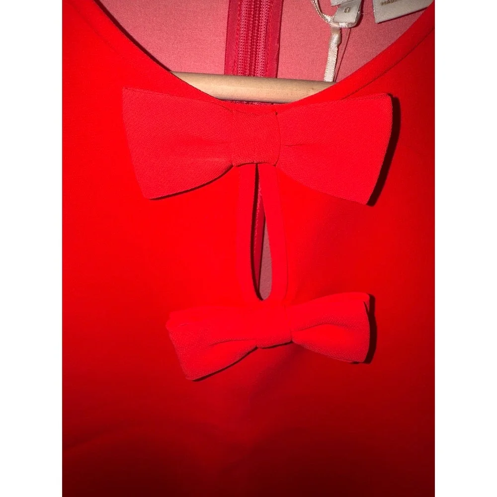 Kate Spade Sleeveless Bow Top Women Geranium Red Keyhole NJMU5699 Size 0